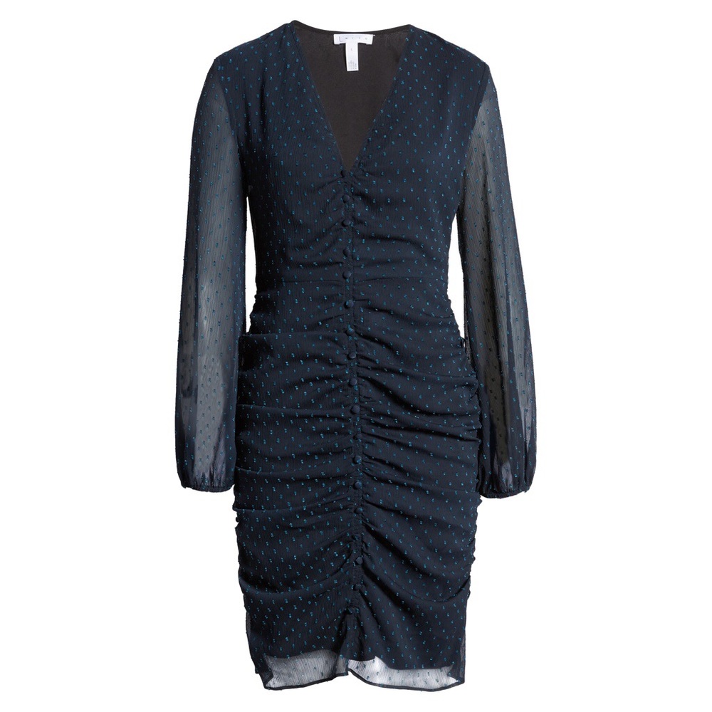 Leith Clip Dot Shirred Minidress Medium NEW